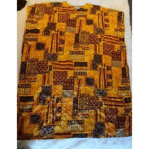 Vintage Chandio New York Gold Brown 80s Mumu House Dress One Size